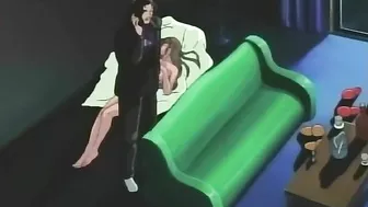 Busty anime nurse gets gangbanged by a group of men while her dead boyfriend lies on the floor.