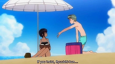 Hentai college guy fucks his sweet beach harem in a steamy threesome.