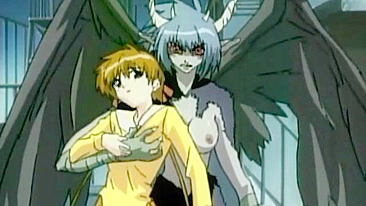 Hentai warrior has a wild threesome with a catgirl and an angel.