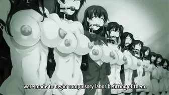 Hentai anime brunette with big tits gets gangbanged in public bathroom.