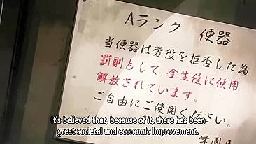 Hentai anime brunette with big tits gets gangbanged in public bathroom.