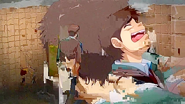 Hentai anime brunette with big tits gets gangbanged in public bathroom.