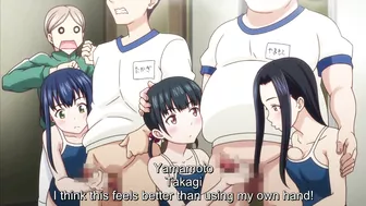 Hentai porn video featuring petite schoolgirls in a steamy public bath orgy.