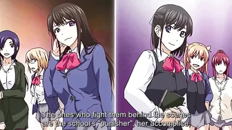 Horny schoolgirls battle for a guy in a hot threesome.