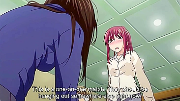 Horny schoolgirls battle for a guy in a hot threesome.