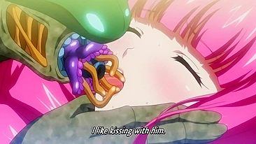 A buxom warrior battles a tentacled beast in an erotic hentai scene.