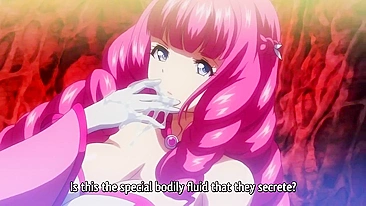 A buxom warrior battles a tentacled beast in an erotic hentai scene.