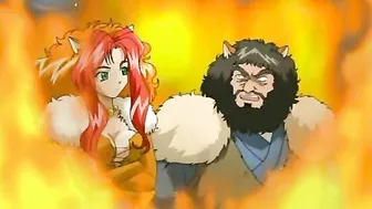 Injured hentai warrior receives healing double blowjob.