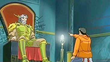 Injured hentai warrior receives healing double blowjob.