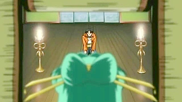 Injured hentai warrior receives healing double blowjob.