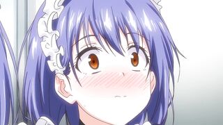 Hentai twin sisters in maids' uniforms getting fucked in a school restroom.