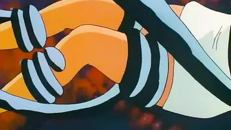 The demonic tentacle monster enslaves humans and battles against the hero in a hentai-themed porn scene.