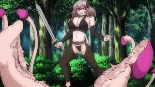 Hentai animation of a warrior girl being gang-banged by mushroom monsters.