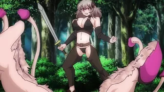 Hentai animation of a warrior girl being gang-banged by mushroom monsters.