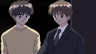 A hentai anime scene featuring a dark-haired schoolgirl in a swimsuit getting sexually assaulted by fellow students.