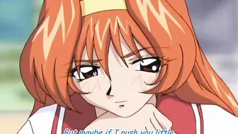 A hentai anime scene featuring a dark-haired schoolgirl in a swimsuit getting sexually assaulted by fellow students.