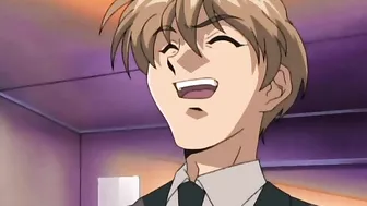 A hentai anime scene featuring a dark-haired schoolgirl in a swimsuit getting sexually assaulted by fellow students.