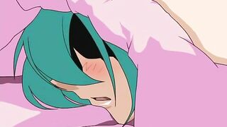 Horny twins indulge in kinky threesome with well-endowed partner on Hentai porn site.