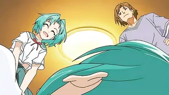 Horny twins indulge in kinky threesome with well-endowed partner on Hentai porn site.