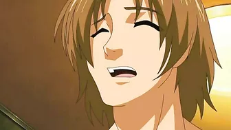 Horny twins indulge in kinky threesome with well-endowed partner on Hentai porn site.