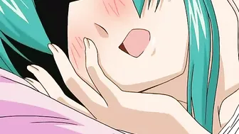 Horny twins indulge in kinky threesome with well-endowed partner on Hentai porn site.