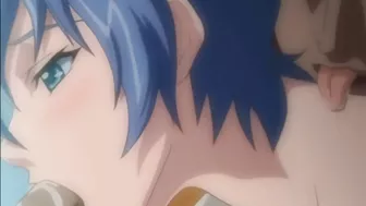 Short hair teen enjoys hardcore group sex on Hentai website.