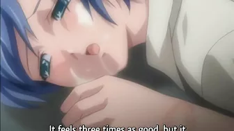 Short hair teen enjoys hardcore group sex on Hentai website.