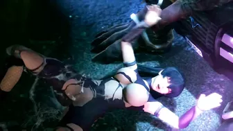 Busty female ninja gets gangbanged by demons in hentai anime.