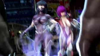 Busty female ninja gets gangbanged by demons in hentai anime.