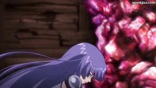 Hentai video shows a beast with tentacles raping a busty woman.