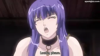 Hentai video shows a beast with tentacles raping a busty woman.