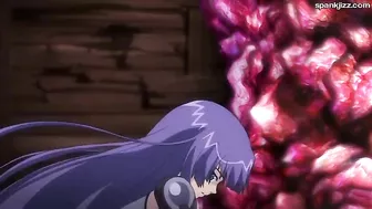 Hentai video shows a beast with tentacles raping a busty woman.