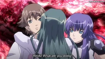 Hentai video shows a beast with tentacles raping a busty woman.