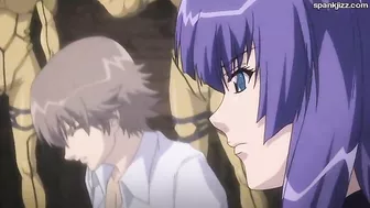 Hentai video shows a beast with tentacles raping a busty woman.