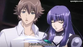 Hentai video shows a beast with tentacles raping a busty woman.