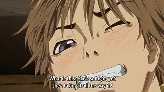 Hentai video - Blackmailed schoolboy gets fucked by cute teen in sports room.