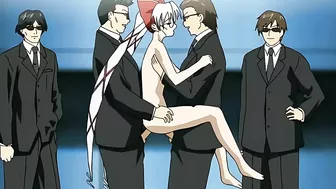 Hentai waitresses battle in a gangbang, winner and loser both get fucked.