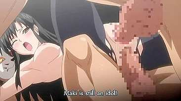 Hentai schoolgirl gets double-teamed and filled with cum.