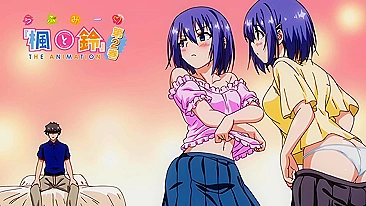 Hentai twin sisters give a steamy birthday threesome in Love Me - Kaede to Suzu 2.