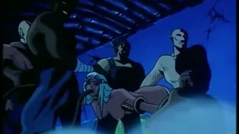 A father saves his daughter from being sexually assaulted by animals in a hentai film.