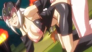 Princess busty gets double-penetrated in hentai.