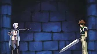 Revised sentence - Tower of Etruria's witch gets tentacled while hero looks on in hentai fantasy.