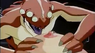 A hentai scene where a warrior schoolgirl is captured and sexually ravaged by horny monsters.