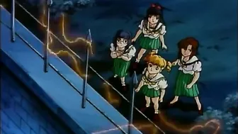 A hentai scene where a warrior schoolgirl is captured and sexually ravaged by horny monsters.