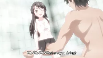 Hentai video - petite anime girl fucks muscular big guy in shower.