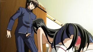 Horny hentai schoolgirl with big round tits and double penetration fantasies.