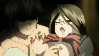 Horny hentai schoolgirl with big round tits and double penetration fantasies.