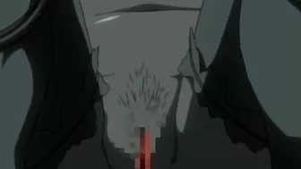 The demonic monster violently penetrates the tight, wet holes of a young anime character on a hentai website.