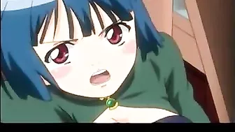 The demonic monster violently penetrates the tight, wet holes of a young anime character on a hentai website.