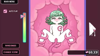 Hentai locker room scene with a sexy Lovecraftian tentacle monster and Saitama from One-Punch Man.